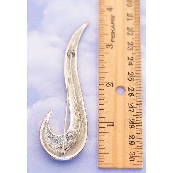 Vintage Minimalist Designer Crystal Hook Brooch by PEP - S15 - Picture 2 of 2